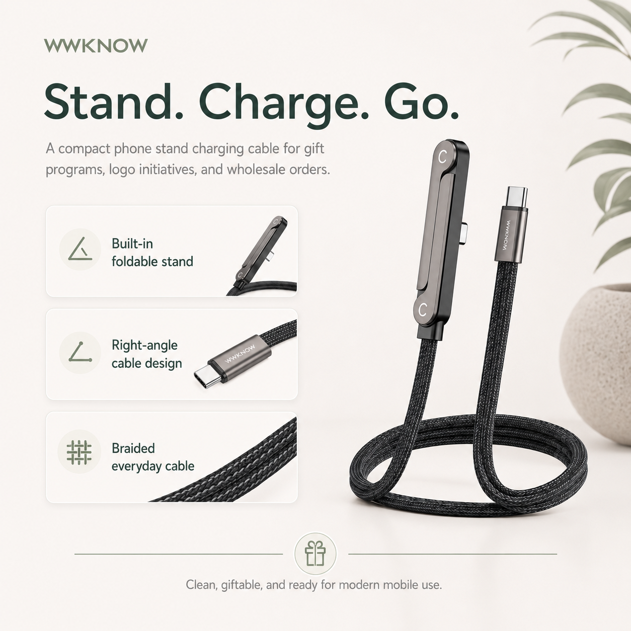 Foldable Phone Stand Fast Charging Cable – Bulk & Custom Packaging Orders