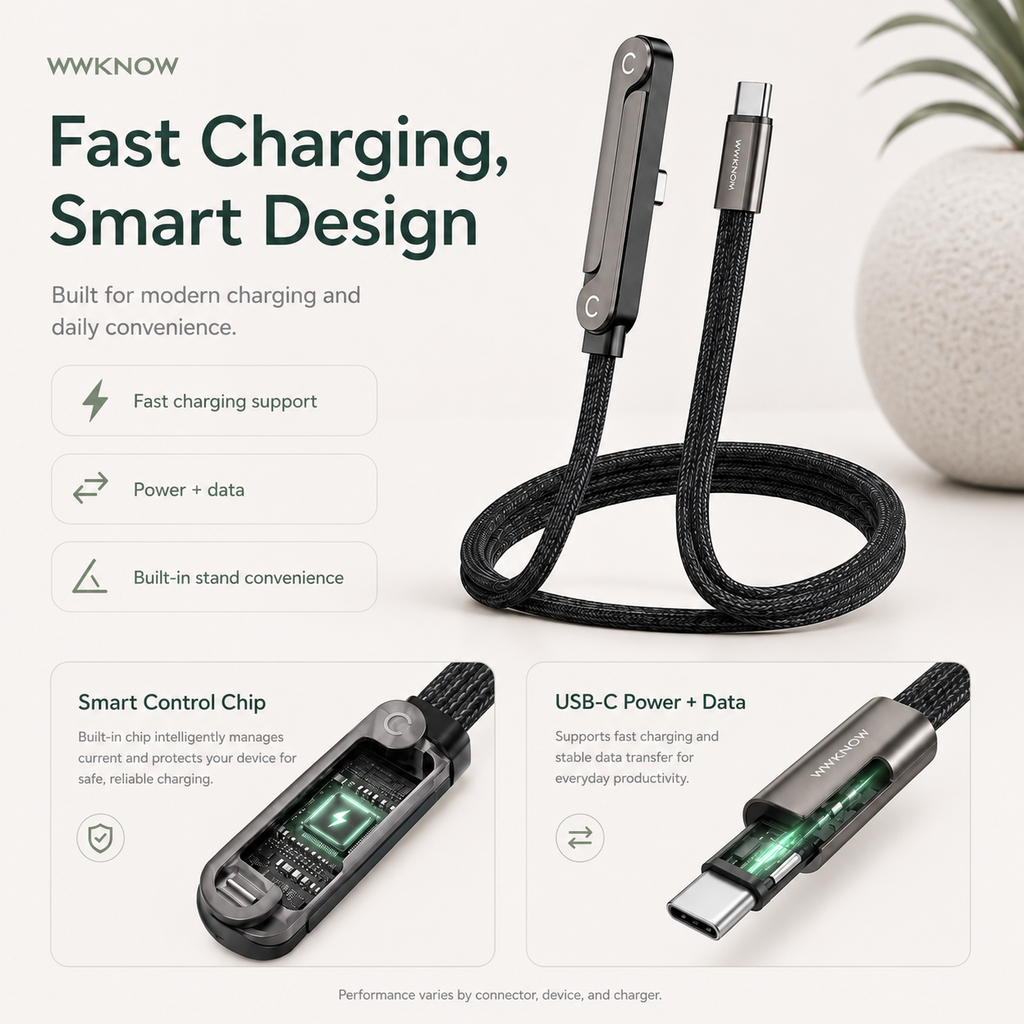 Foldable Phone Stand Fast Charging Cable – Bulk & Custom Packaging Orders