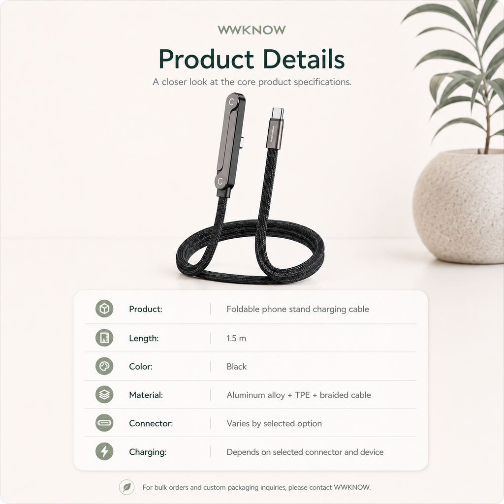 Foldable Phone Stand Fast Charging Cable – Bulk & Custom Packaging Orders