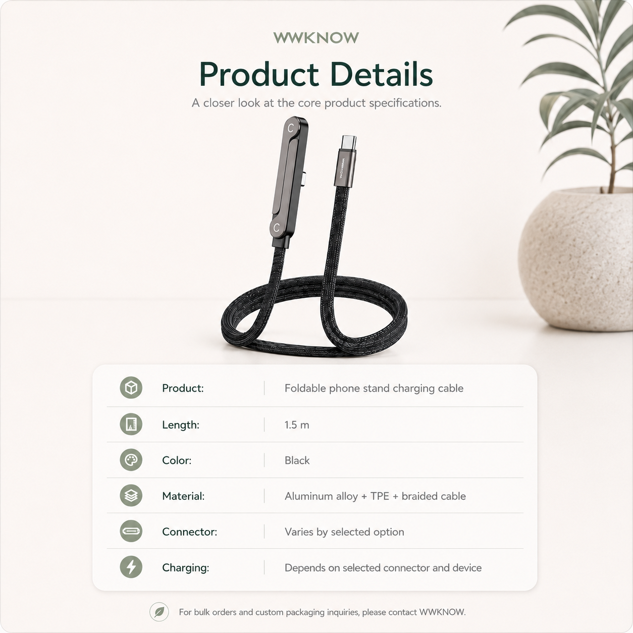 Foldable Phone Stand Fast Charging Cable – Bulk & Custom Packaging Orders