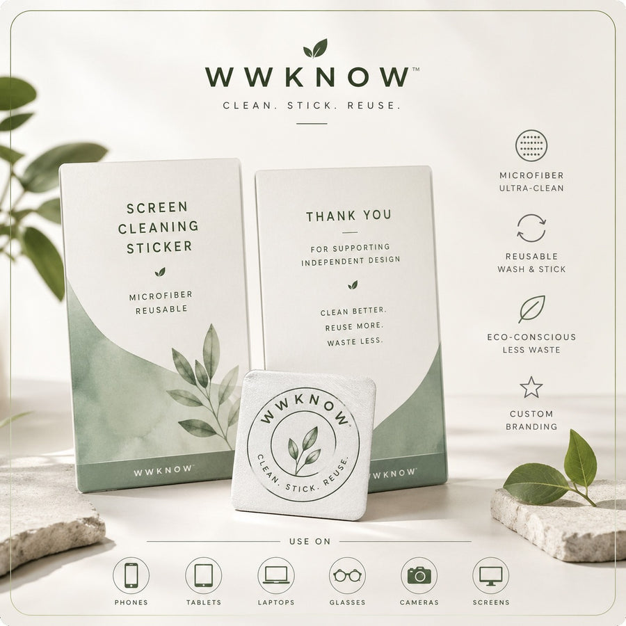 WWKNOW Custom Logo Screen Cleaner Stickers & Microfiber Phone Wipes – Bulk Orders