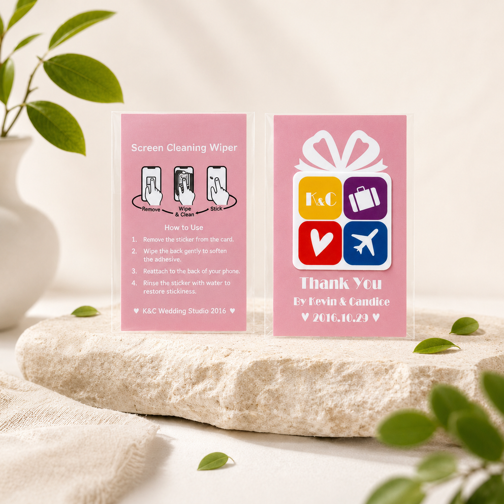 WWKNOW Custom Logo Screen Cleaner Stickers & Microfiber Phone Wipes – Bulk Orders